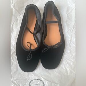 DOEN Elani Maryjane flats in Black Suede